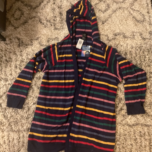 NWT Torrid Dr Who Rainbow Stripe Cardigan Fleece Open Front - Picture 2 of 7